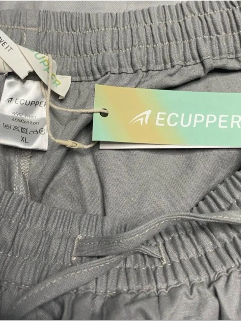Elastic-Waist Relaxed Chino Pants in Light Gray
